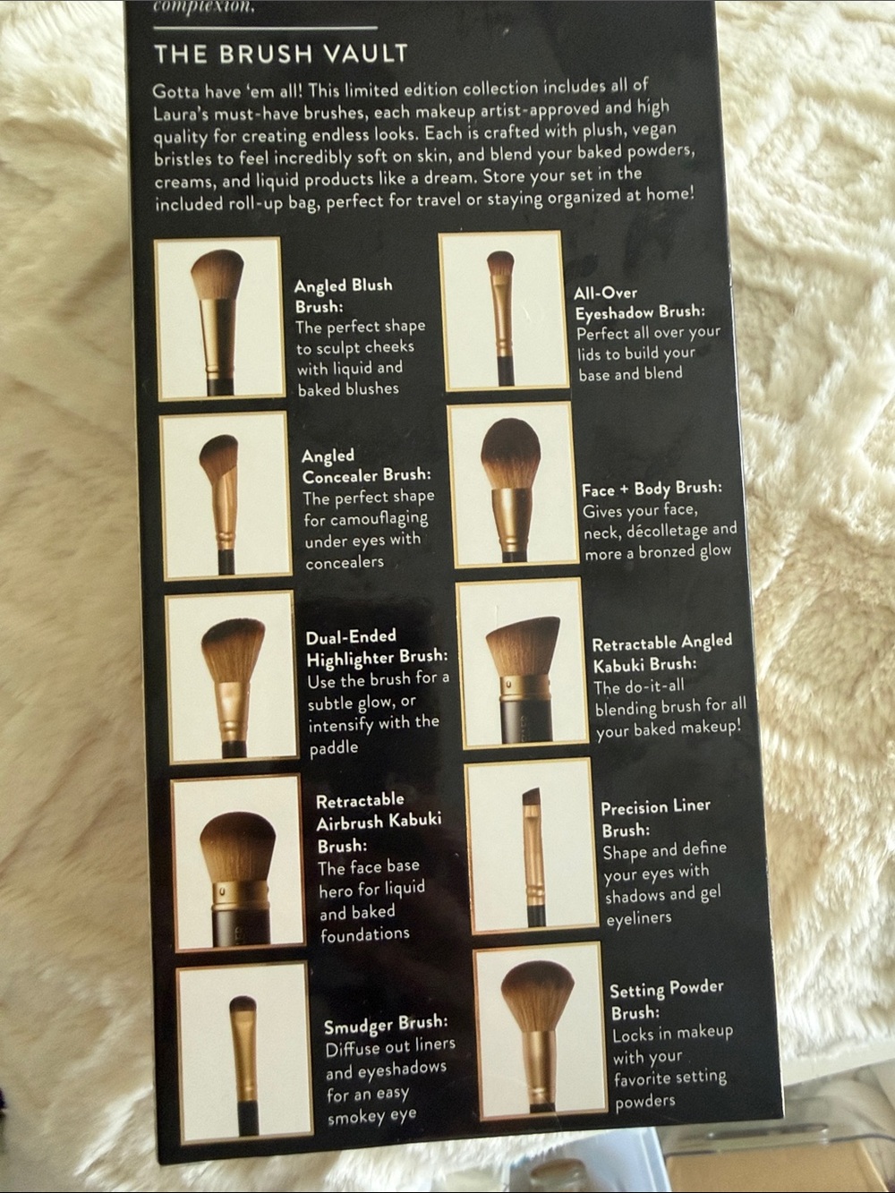 laura mercier 12-Piece Brush Set with Gold Ferrules and Brown Bristles